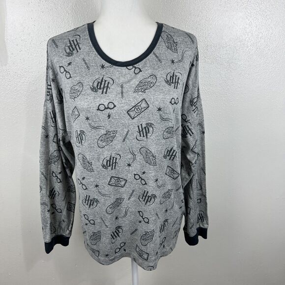Wizarding World of Harry Potter Sweater Women Large Grey Blue AOP Pullover Sleep - Picture 12 of 12